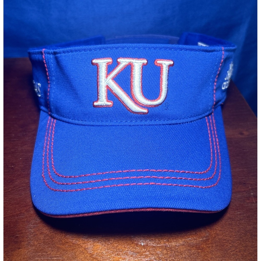 Kansas University Jayhawks KU Adidas Visor Cap Climalite Hat Blue Adjustable